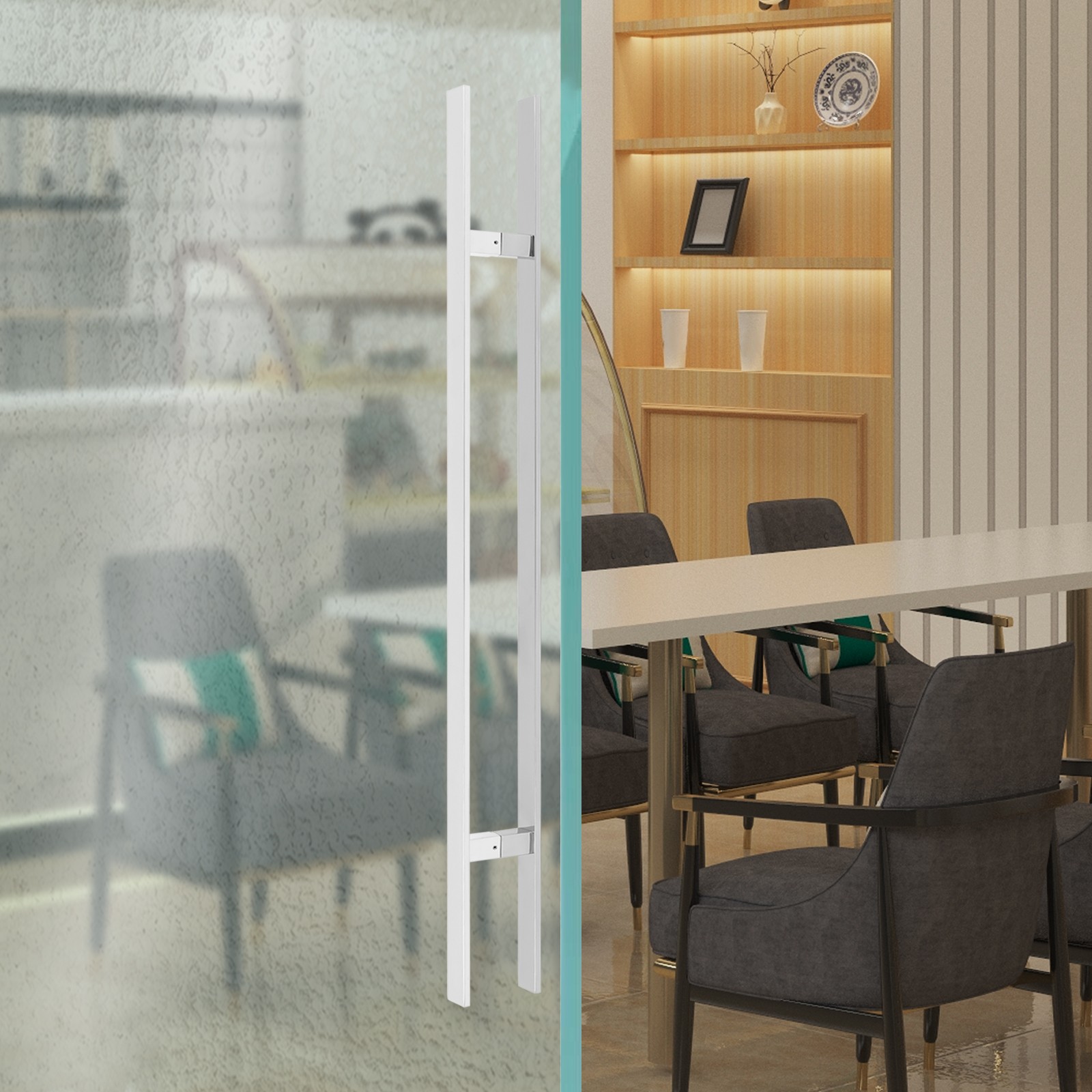 Dual Sided Push Pull Door Handle H-Shaped Stainless Handle Sliding Door Handle