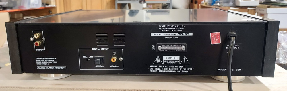 AKAI CD-93 B Reference Master CD Player 1 Owner Professionally Serviced Restored