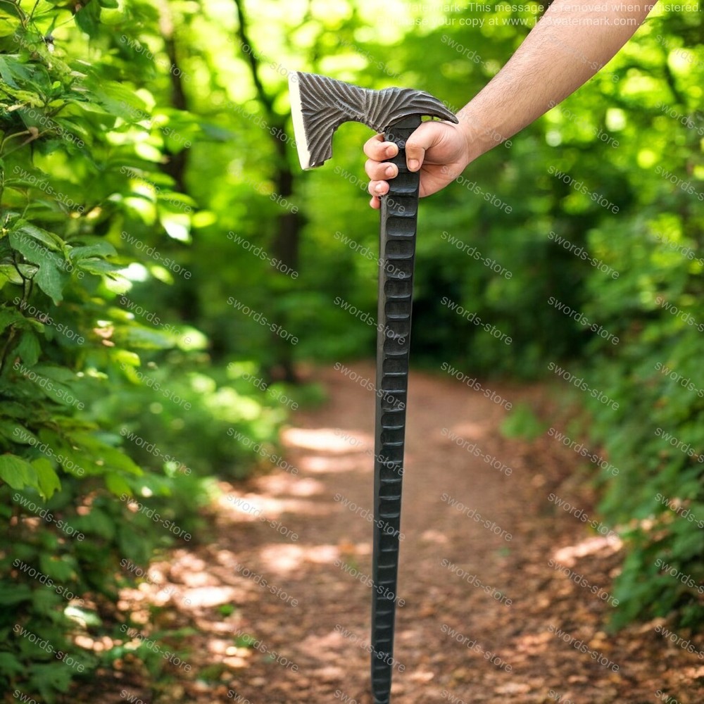 Walking Stick AXE Gothic Inspired Walking Cane Sculpted Head Cosplay Accessory