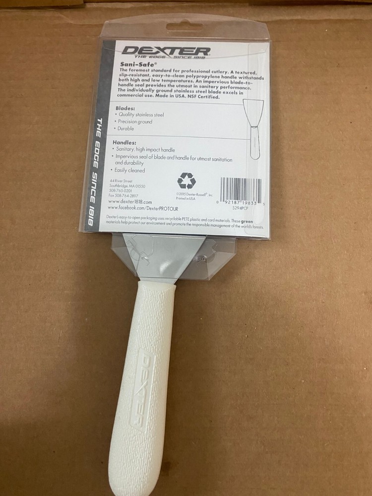 4" GRIDDLE SCRAPER WHITE HANDLE, SANI-SAFE NEW