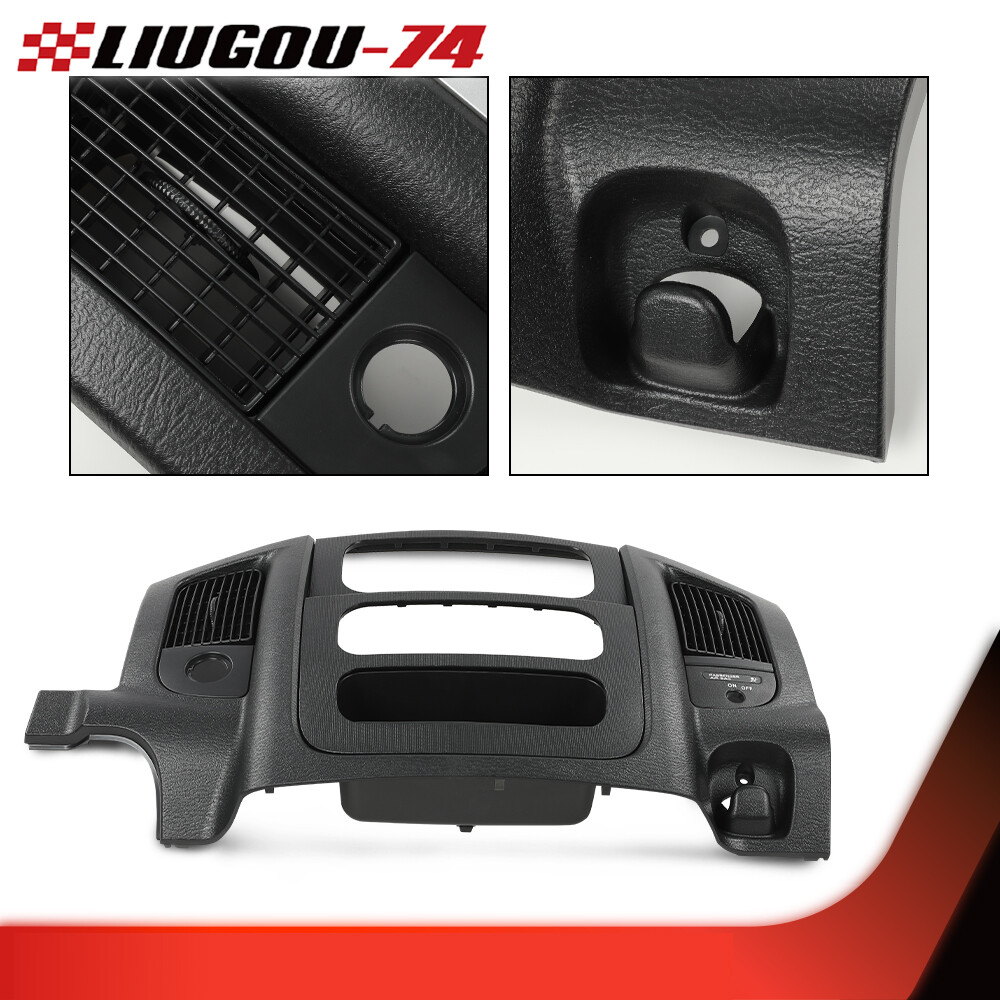 Fit For 02-05 Dodge Ram Black Dash Radio Bezel Climate Trim Panel Vents Storage