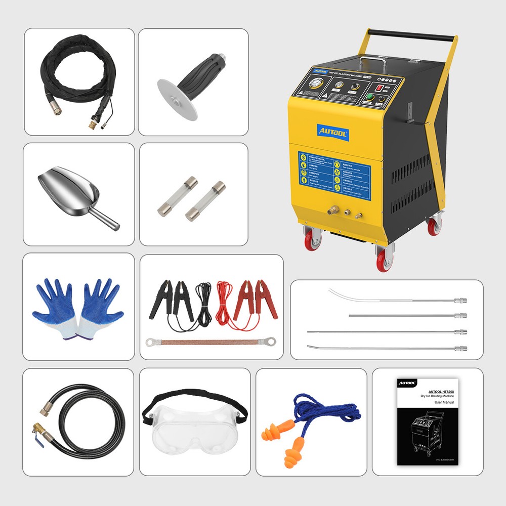 AUTOOL HTS708 CO2 Dry Ice Blaster Blasting Cleaning Machine Adjustable Pressure