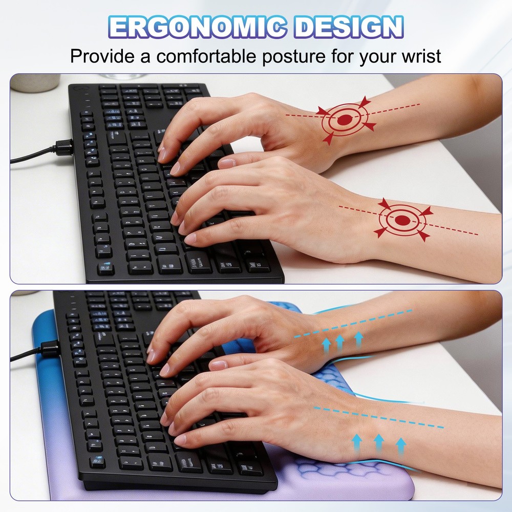 Computer Keyboard Stand with Wrist Rest, Computer Wrist Support, Gray