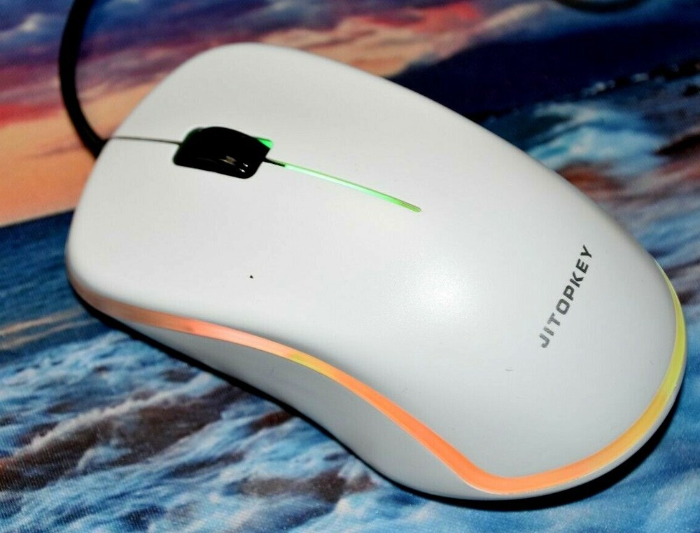 JITOPKEY Wired Computer Mouse High Quality Switch White Rainbow Lights New