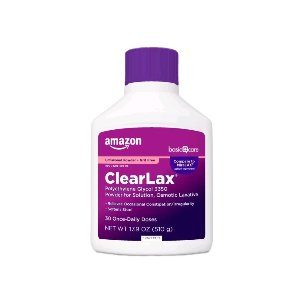 Amazon Basic Care Clearlax, Polyethylene Glycol 3350 Powder for Solution, Osmoti