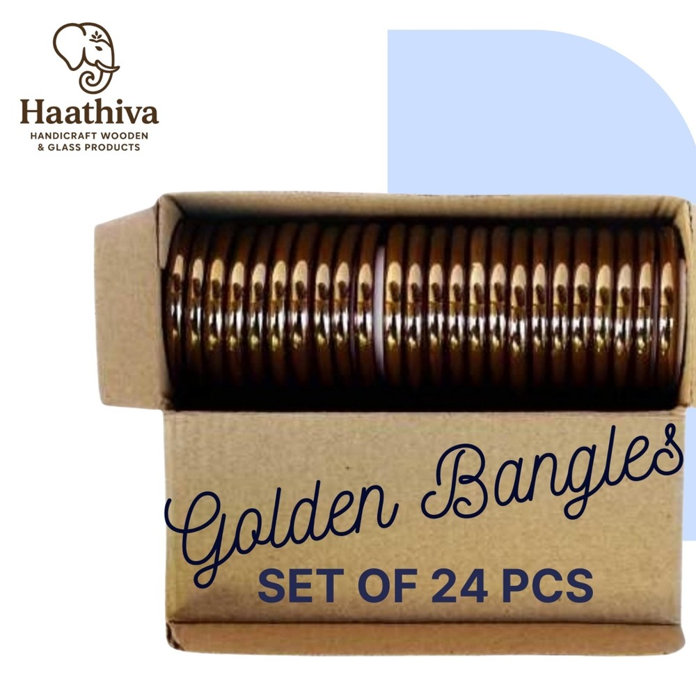 Premium Golden Kada Glass Bangles Handcrafted | Multi-Set Options
