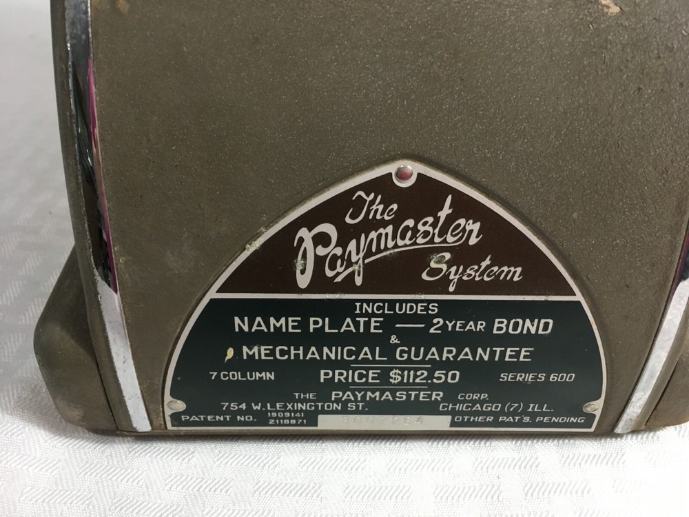 VINTAGE PAYMASTER SYSTEM / SERIES 600 / 7 COLUMN CHECK WRITER / STAMPER MACHINE