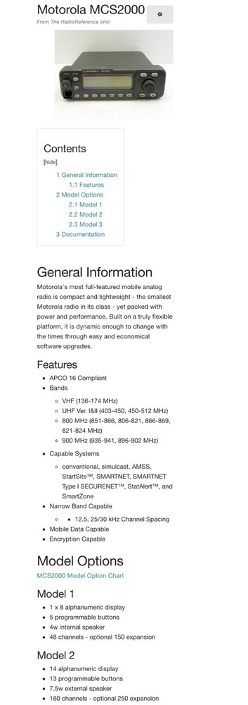 Motorola MCS2000 flashport Control Head model II 2 radio