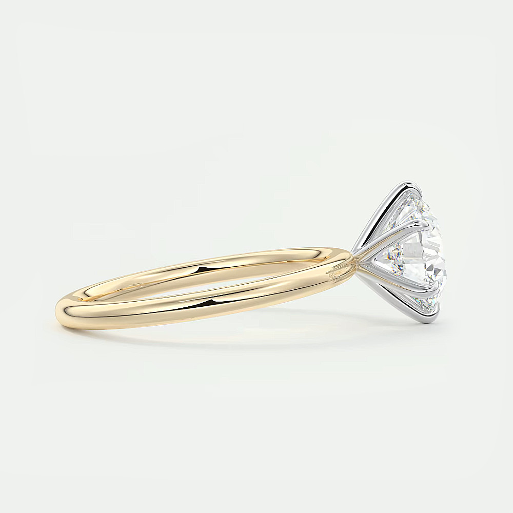 Round Cut Setting Engagement Ring 14k Multi Tone Gold Semi Mount