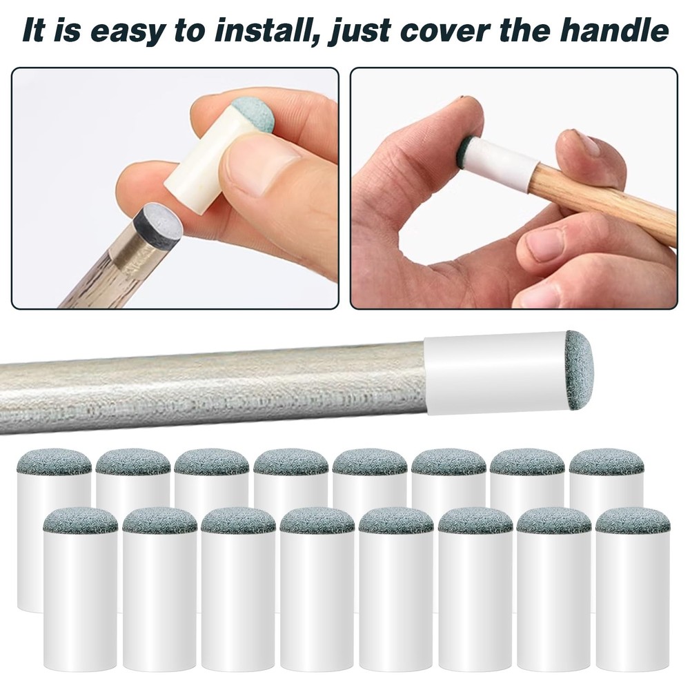 13mm Billiard Pool Cue Tips - 20 Pack Slip-On Replacement Set