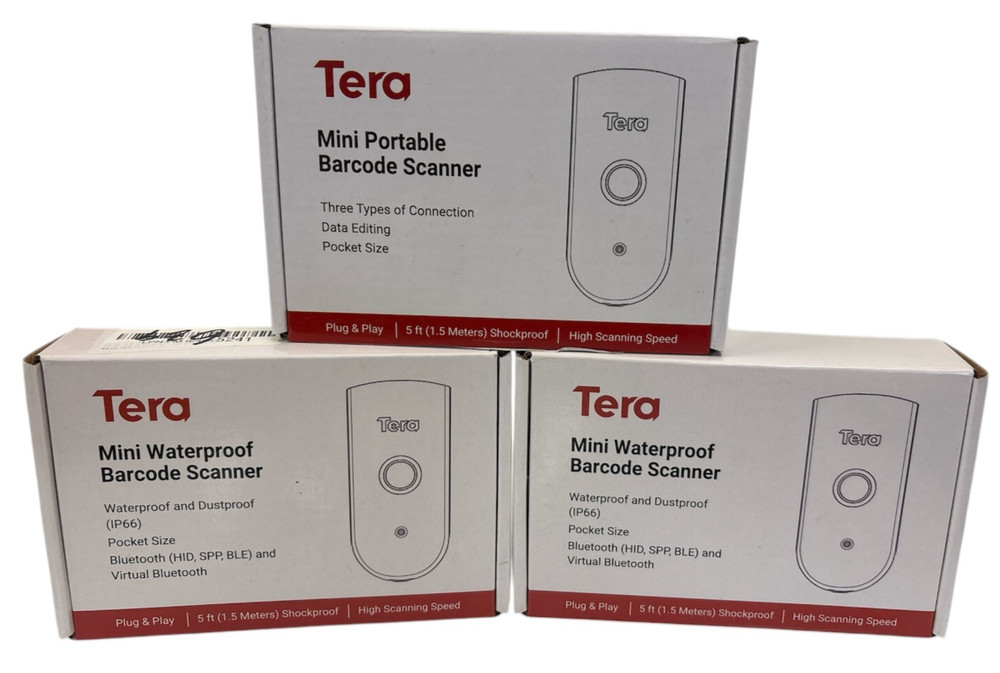 3 Tera 1100L Black Mini Handheld Portable Shockproof High Speed Barcode Scanner