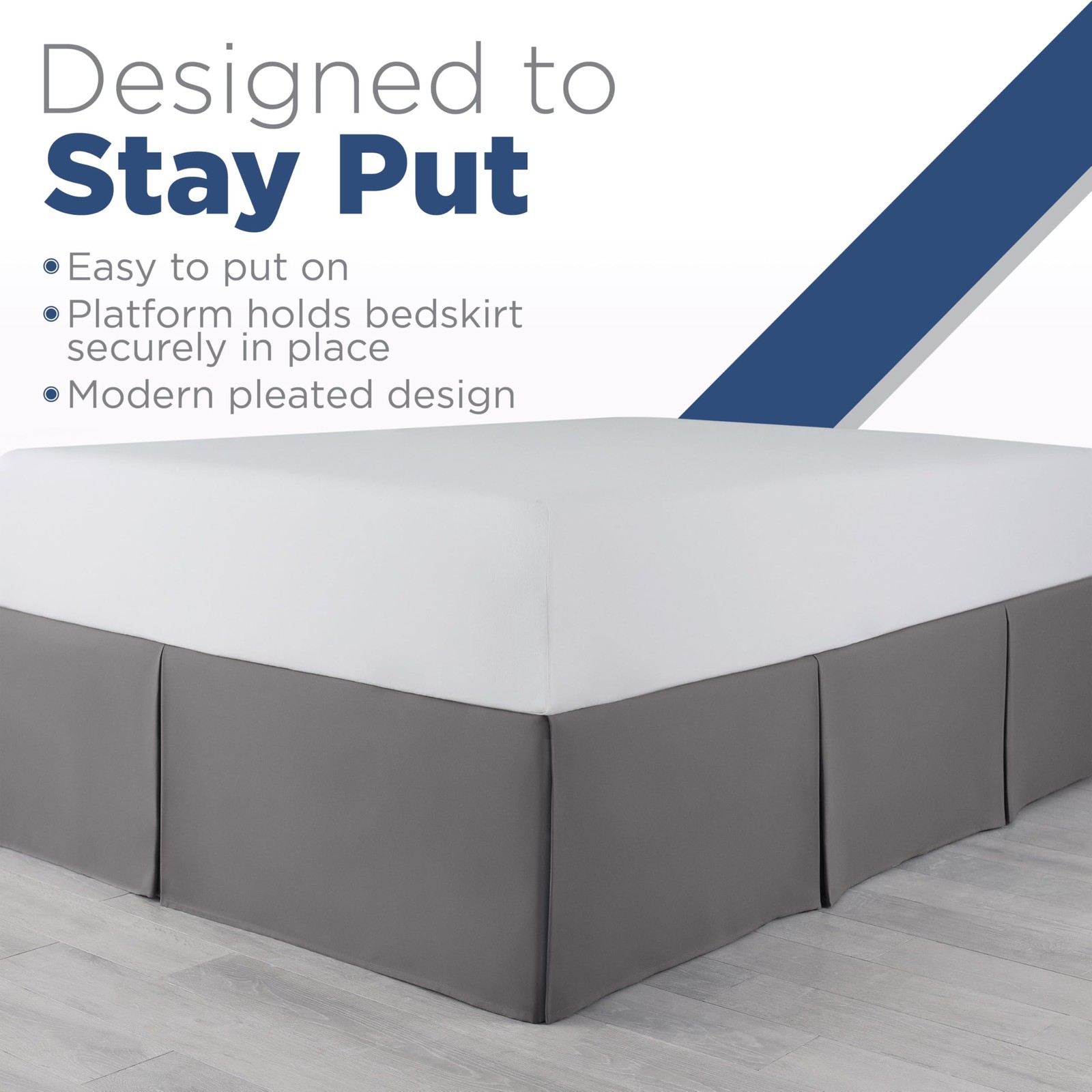 King Size 21” Bed Skirt - Pleated Bed Skirt - Easy Fit Bed Skirts - Microfibe...