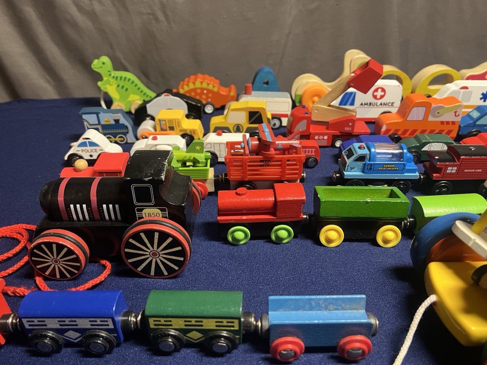 HUGE Lot Of 75 Wooden Trains Planes & Automobiles Various Brands Vtg-Now