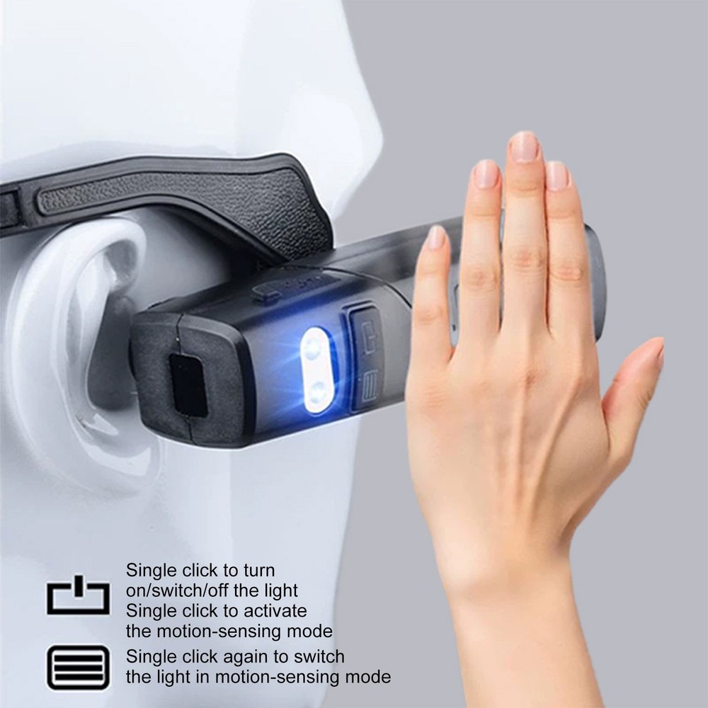 LED Rechargeable Ear Worn Headlamp w/Red Light Motion Sensor Headlight US