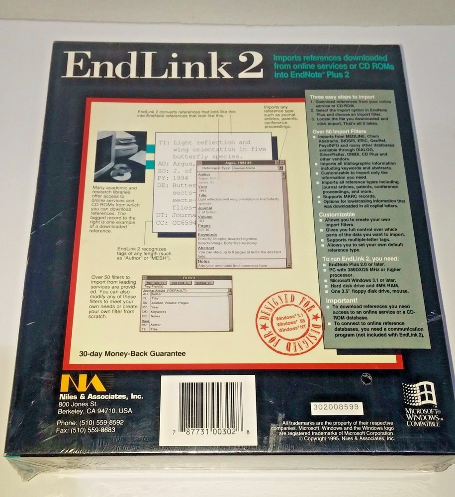 Niles & Associates EndLink 2 Importing Online or CD References to EndNote Plus 2