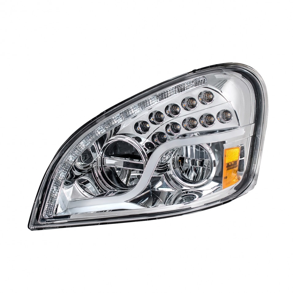 2008-2017 Freightliner Cascadia LED Headlight Chrome - Driver