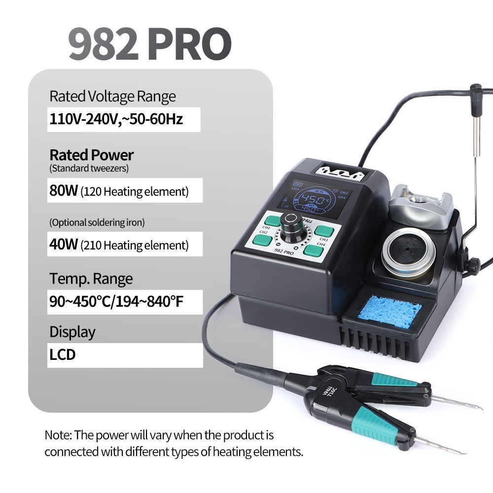 YIHUA 982 PRO 80W Digital Hot Tweezers Soldering Station Precision SMT Rework