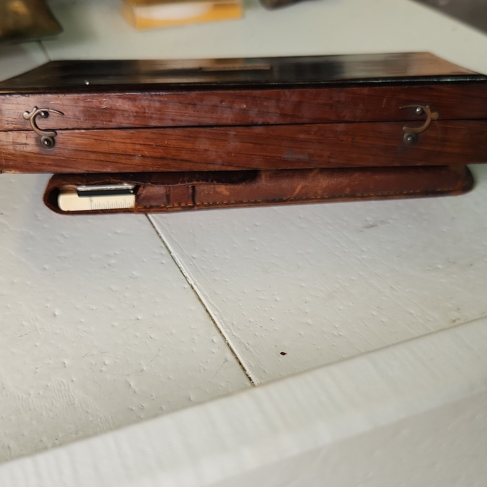 VintagvBrass Drafting Tool Set in Wooden Case