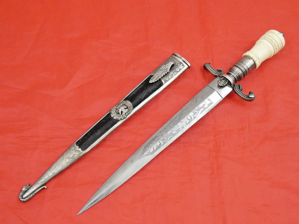 FINE ANTIQUE SILVER DAGGER GENUINE RUBY MEXICAN EAGLE General Porfirio Diaz Era