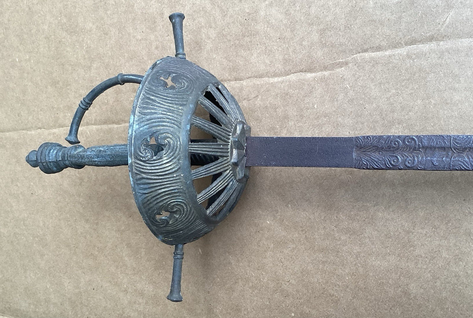 Vintage Cup Hilt Rapier Sword Used Collectible Fencing Decor