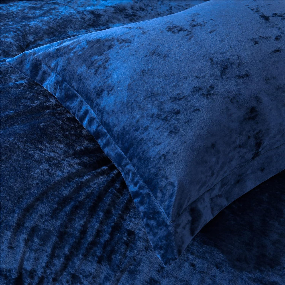 Distressed Velvet Comforter Set, Distressed Velvet Face and Brushed Solid Microf