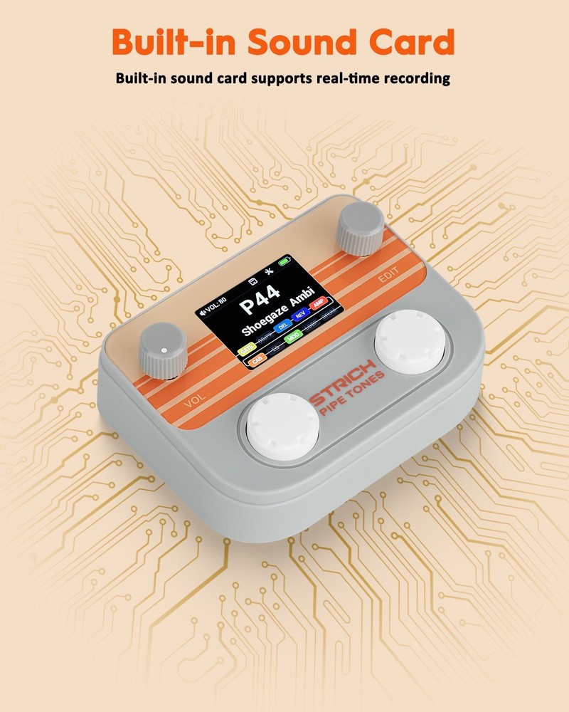 STRICH Pipe Tones Pocket Multi-Effects Processor for Guitar and Bass (Gray)