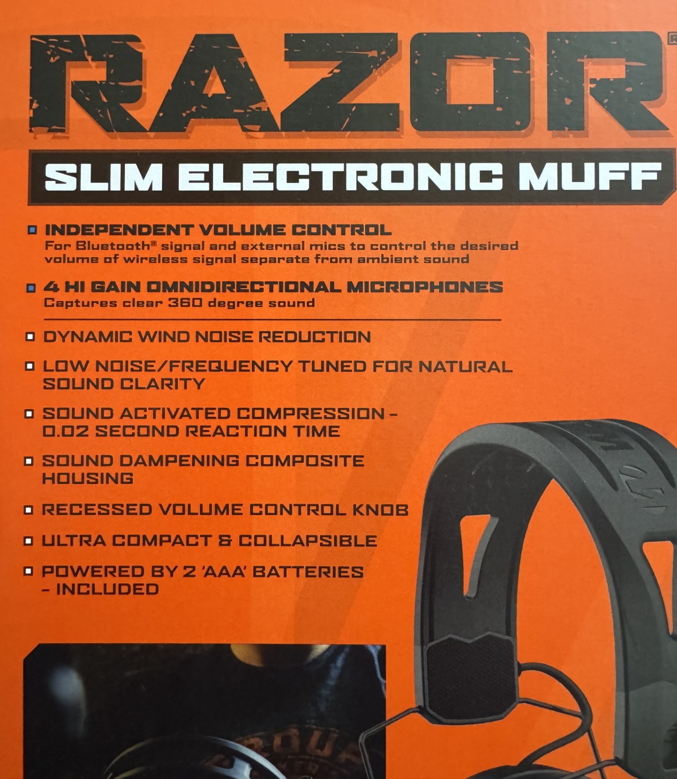 Walker's Razor Quad Bluetooth Tacti-Grip Slim Digital Muff Ear Protection | NEW