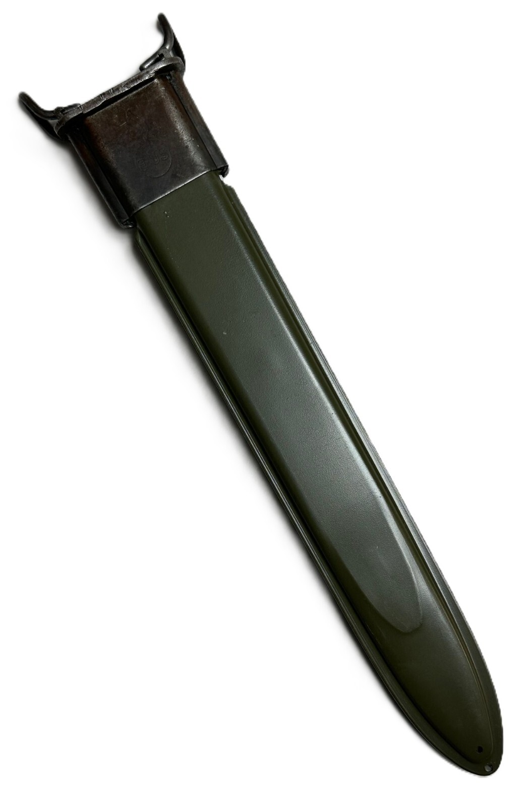 SCABBARD FOR GARAND  10" BLADE BAYONET MARKED "E-US" REFURBISHED SHEATH.