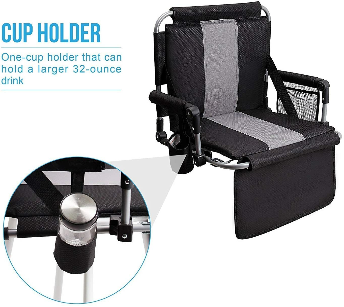 Stadium Seat Portable Folding Padded Stadium Seats for Bleacher Chair Cup Holder