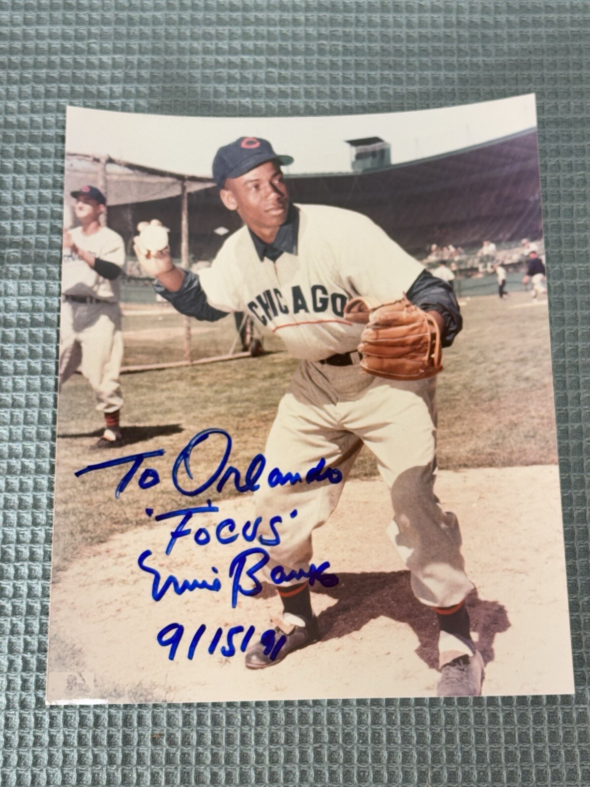 Orlando Cepeda Personally Owned Personalized Ernie Banks Autograph Photograph