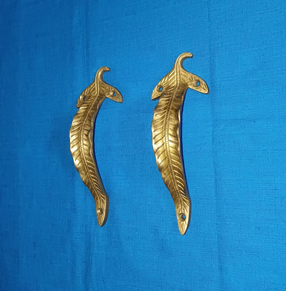 Leaf Design Home Window Pull Set Brass Gardening Themed Door Handle Decor CA155