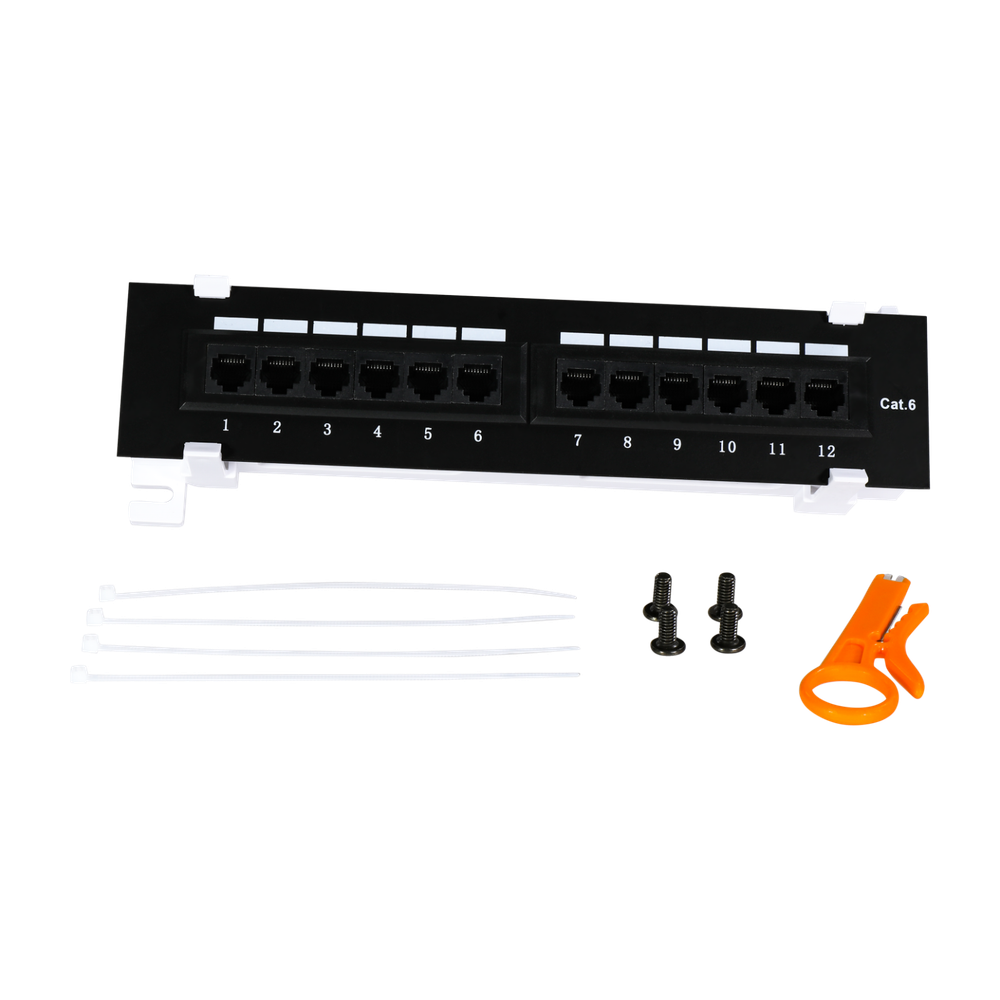 Cat6 12 Port Patch Panel RJ45 110 Mini Surface Wall Mount