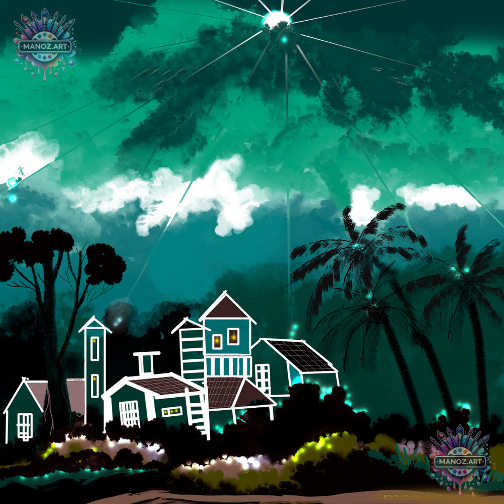Digital Art Picture Image - Radiant Nightfall Over Eden
