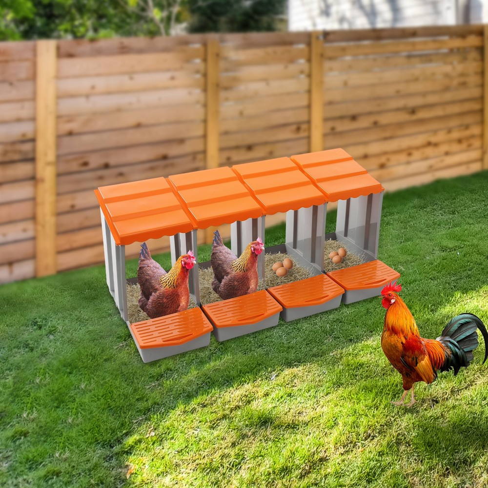 Chicken Laying Box Modern 4-Compartment Chicken Nesting Box with Egg Collection