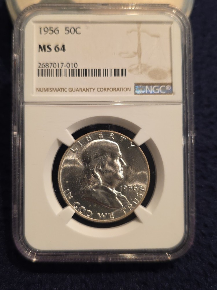1956 Silver Franklin Half Dollar NGC MS-64