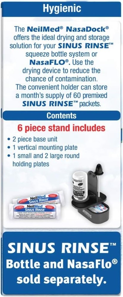 NasaDock Plus: Versatile Black Stand for Neti Pot & Sinus Rinse Packets Storage