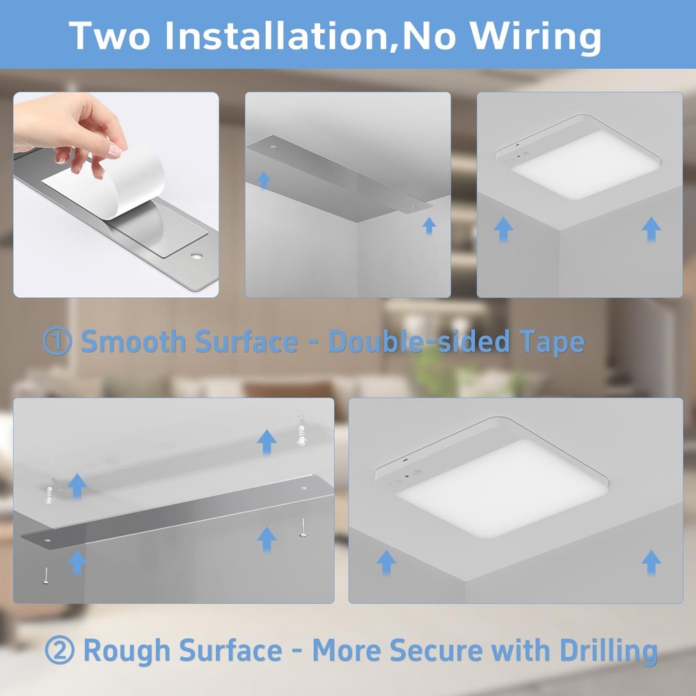 Rechargeable Motion Sensor Ceiling Light with Remote - Magnetic Wireless Clos...