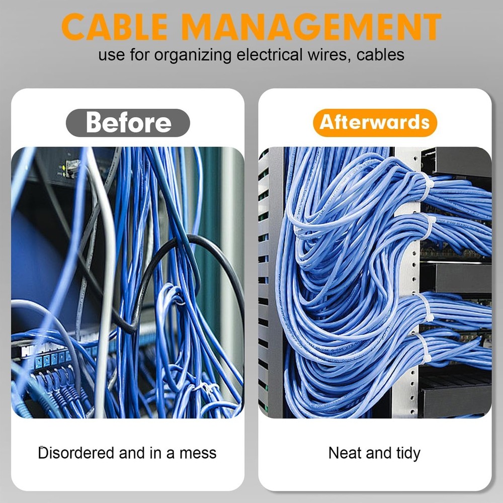 500 Pcs Ties Cable Zip Ties Heavy Duty Plastic Self-Locking Nylon Cable Ties