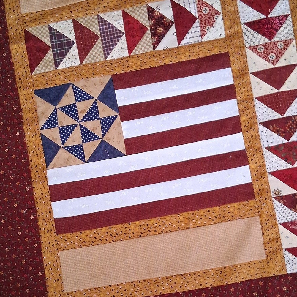 Handmade Patchwork Red White Blue Cotton Quilt Star Pattern