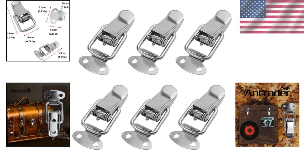 Durable Spring Loaded Box Latch - 6 Stainless Steel Toggle Hasps for Security