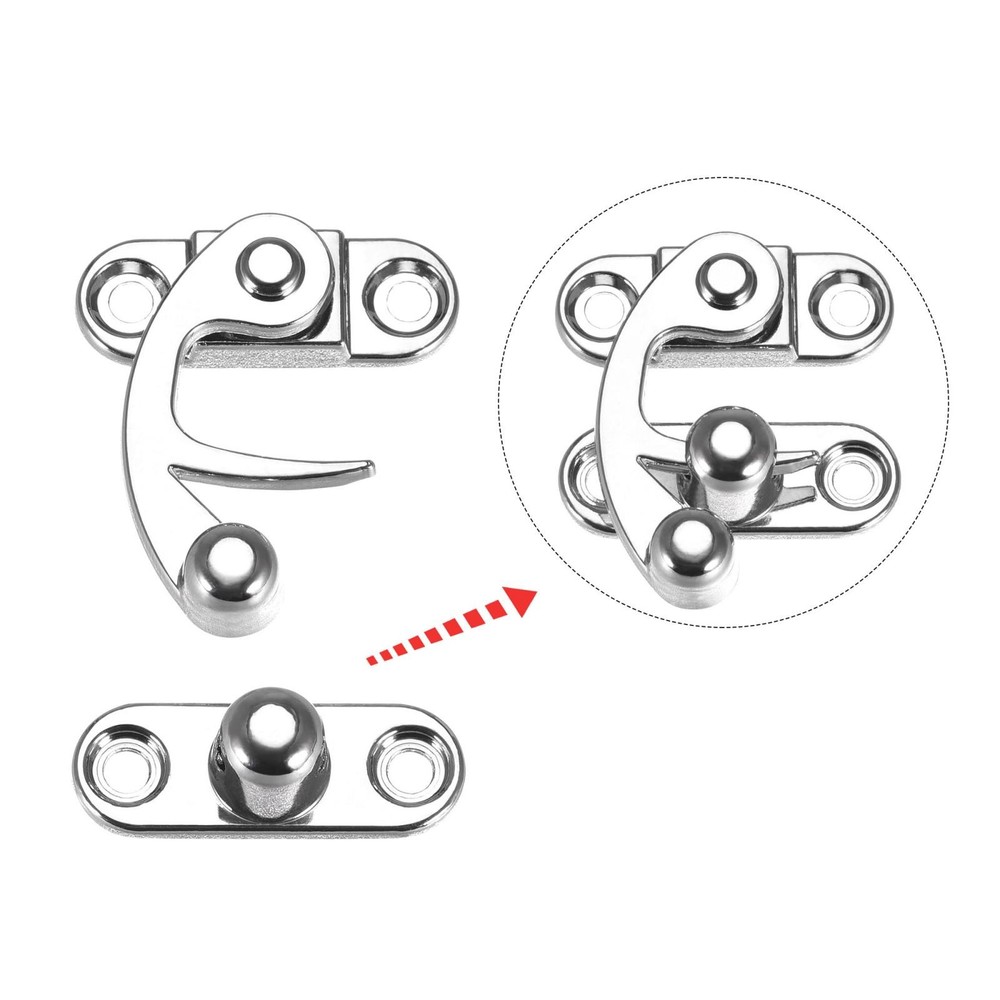 Right and Left Latch Hook Hasp Swing Arm Latch Silver Tone 2 Set