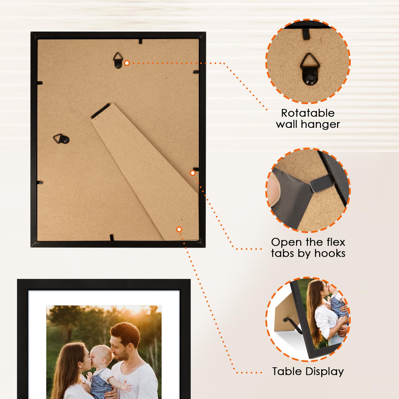 8x10 Picture Frame 1 Pack, Photo Frame with HD Plexiglass, Display Pictures