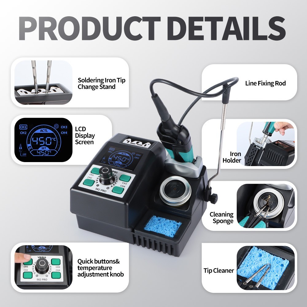 YIHUA 982 PRO 80W Digital Hot Tweezers Soldering Station Precision SMT Rework