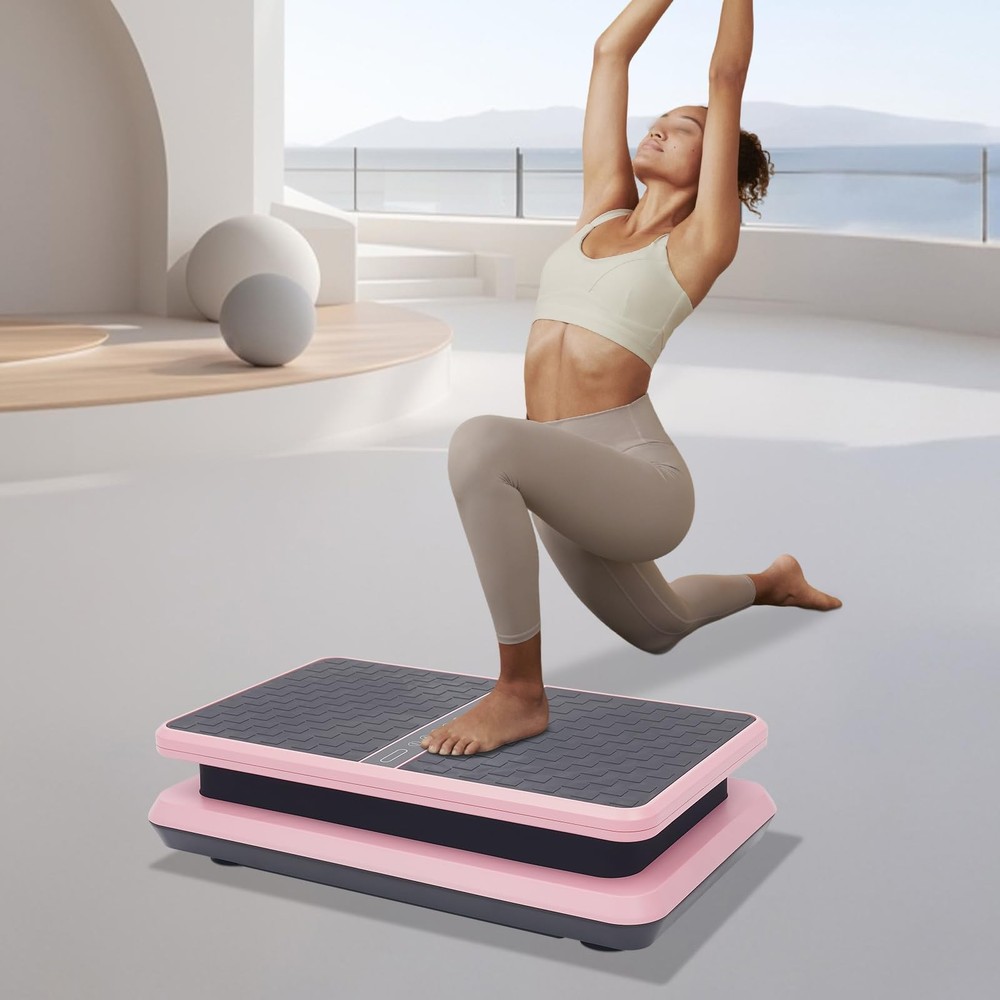 Vibration Plate Exercise Machine Adjustable Speed Full-Body Workout with Bands