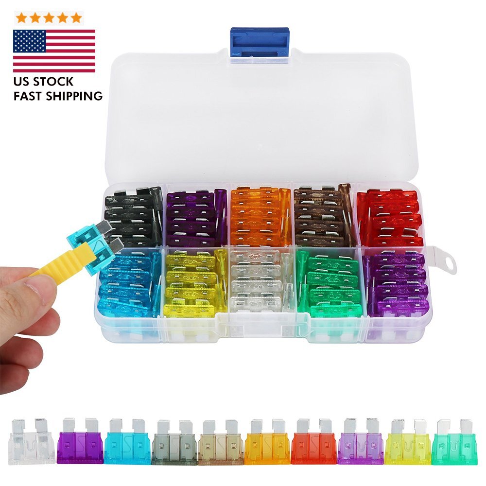 100pcs Car Auto Standard/Medium Blade Fuse 2A~35A Assorted Set + 1pc Puller Kit
