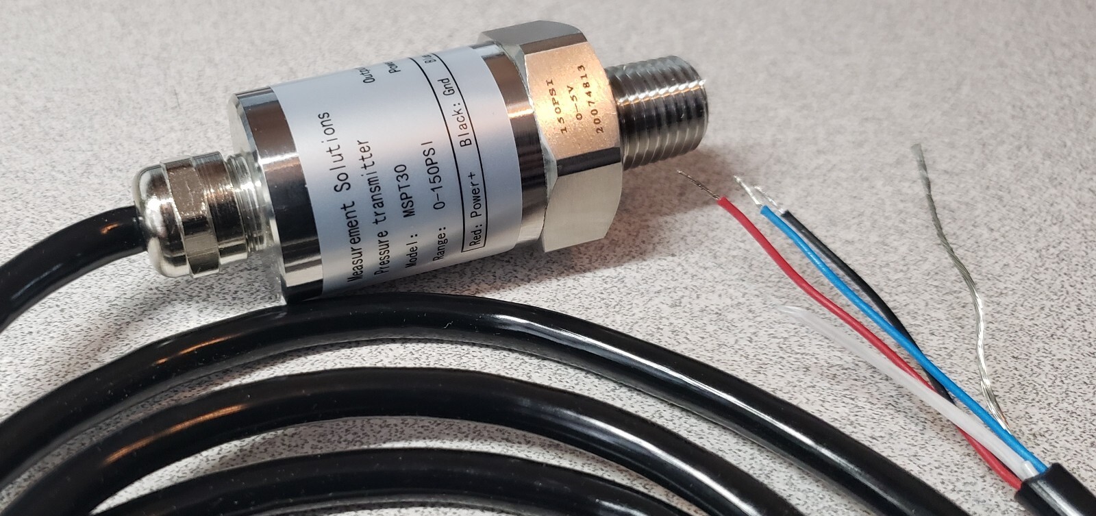 mV/V Pressure Transducer, 10,000 PSI Range. mV/V Pressure Sensor, 10K PSI Range