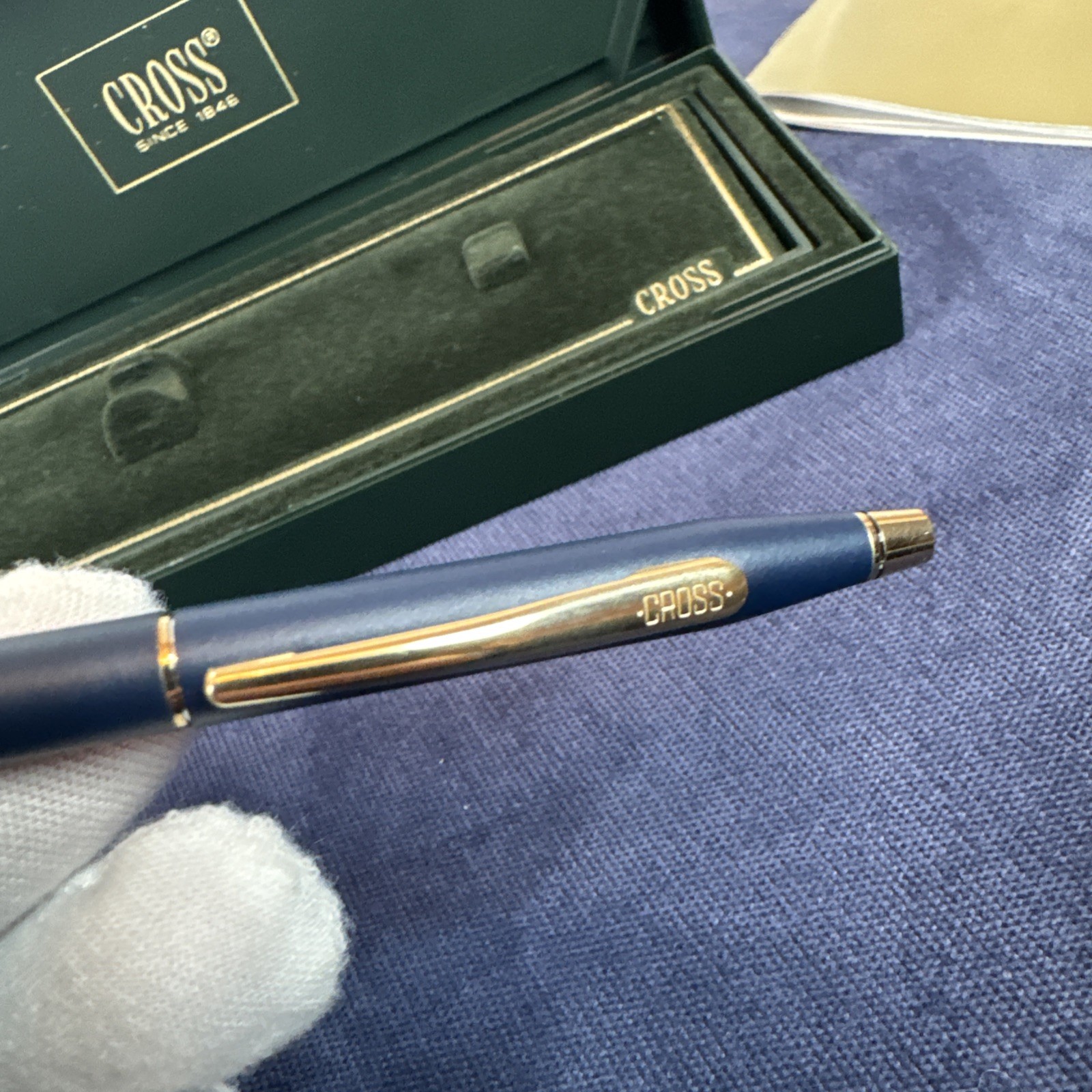 CROSS CLASSIC CENTURY SATIN BLUE WITH 23KT GOLD TRIM BALLPOINT PEN