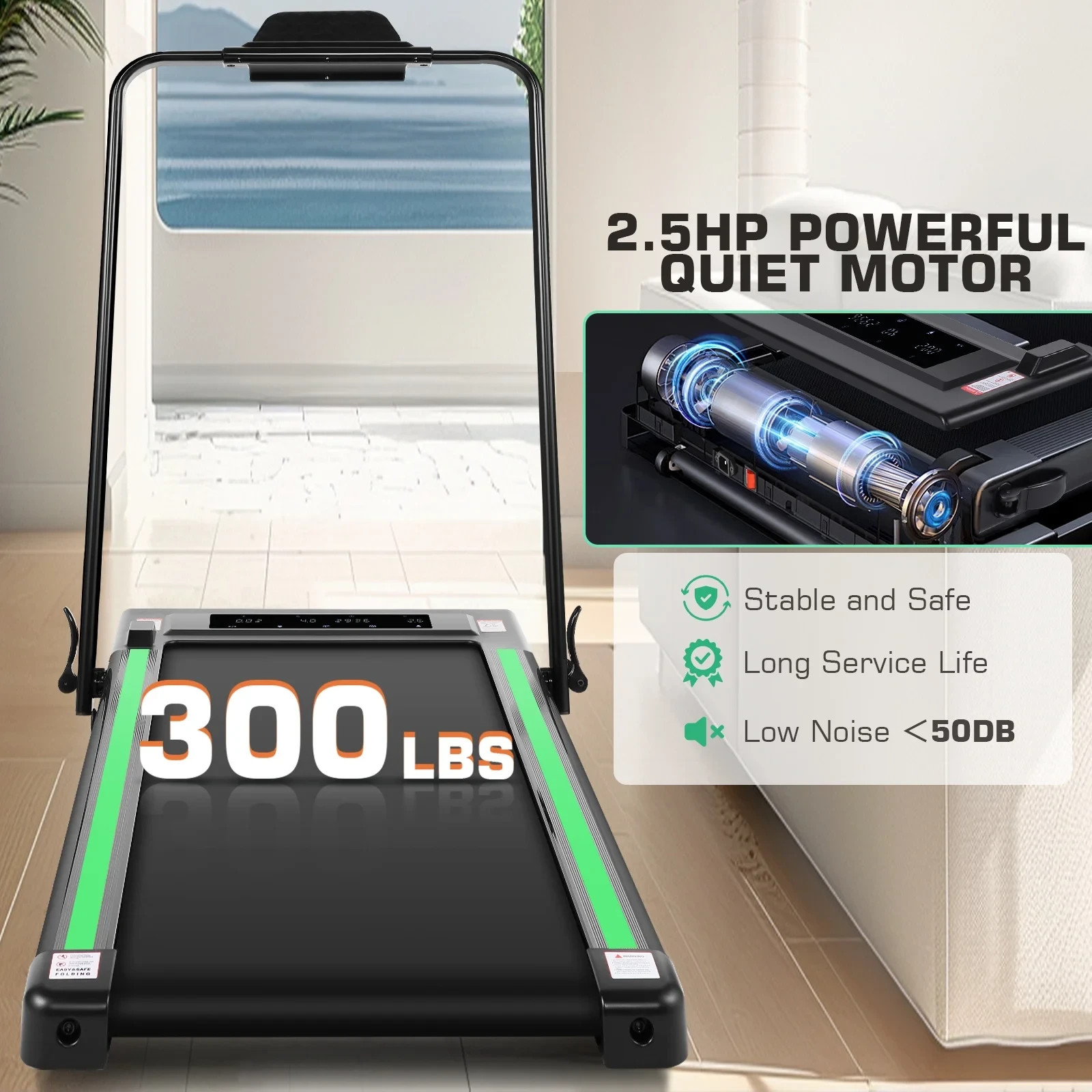 Indoor&Outdoor Treadmill 2.5HP Home&Gym Powerful Treadmill w/Wide Non-slip Belt$