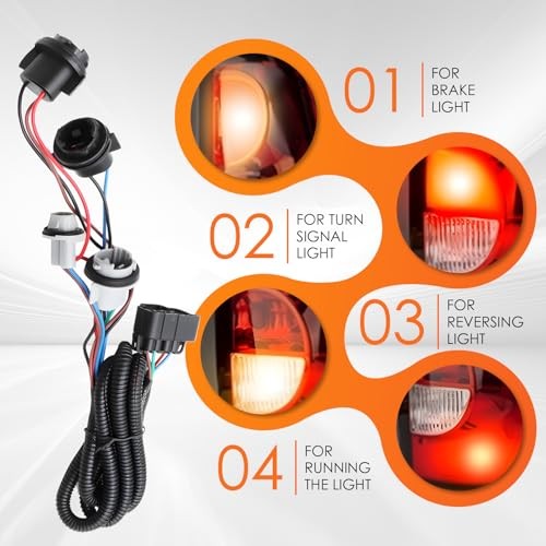 2Pcs Driver & Passenger Side Tail Light Wiring Harness Compatible with