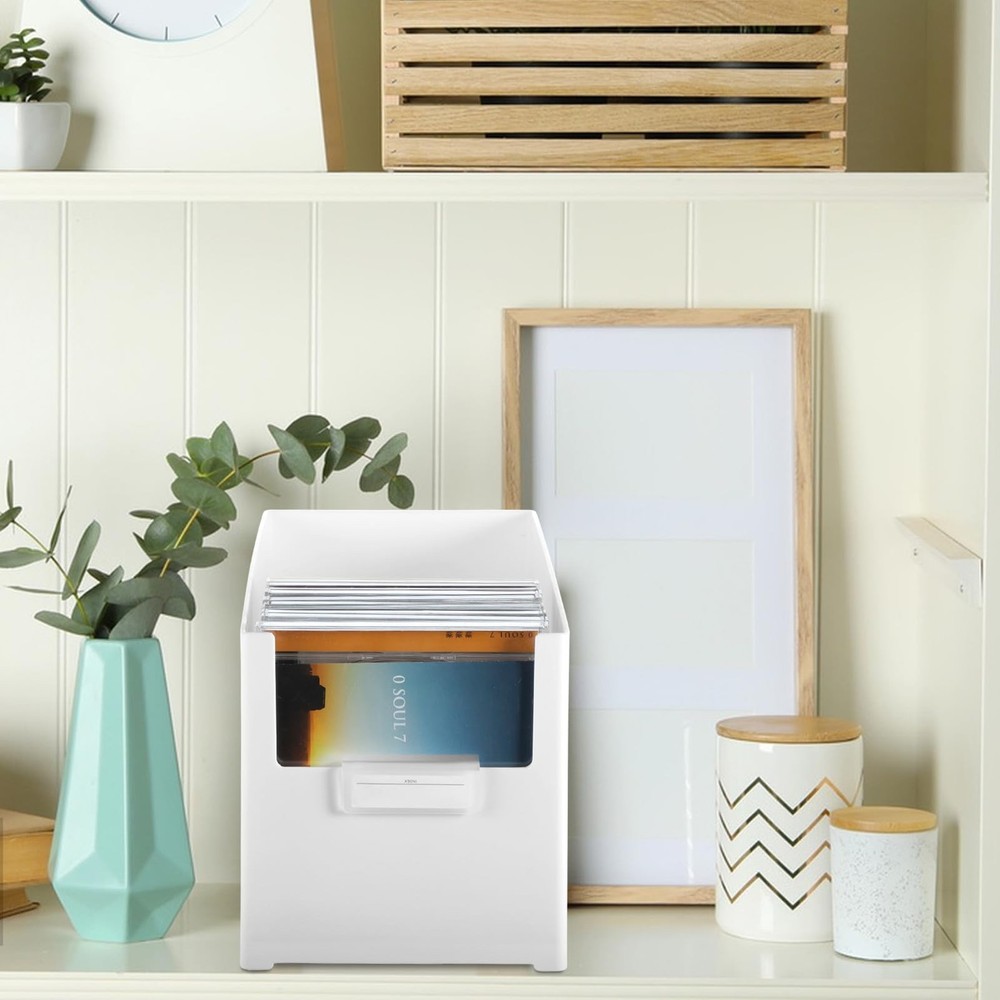 CD Storage Box, Plastic Stackable CD Organizer, Holds 27 CDs, CD Storage Case...